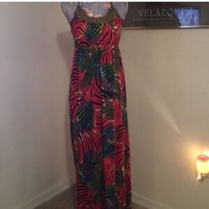 Tropical Print Maxi Dress